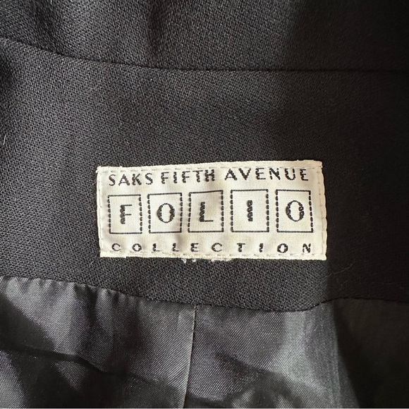 VTG‼ Saks Fifth Avenue Folio Black Wool 1-Button Blazer USA Size Large - Picture 3 of 4
